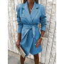 Online order ready to ship one piece solid color woman clothes loose fashionable women elegant suit dresses long for office work