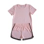 Online hot sale korea summer Custom logo Made Outdoor women's soild color Clothes sport suit clothing two-piece adult short Sets