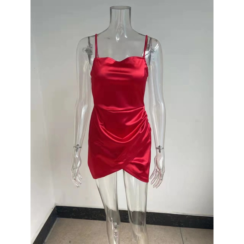 Conyson Delivery Fast Stock Clothing Spring Summer Women's Clothes Solid Color Shirring Design Women's Daily Slip Dress
