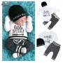Conyson 0-18Months Newborn Boy Letter Print Clothes Cotton Sets Long Sleeve Romper Pant Hats Outfit 3Pcs Toddle Baby Warm Suits