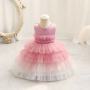 Conyson Lovely Floral Sleeveless Dress Toddler Infant Newborn Layered Pearl Princess Dress Ombre Cute Party Dress