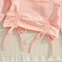 Conyosn Hot New Spring Summer Kids Girls Clothes Sets Solid Off Shoulder Long Sleeve T-Shirts Tops Denim Pants Two-pieces Sets