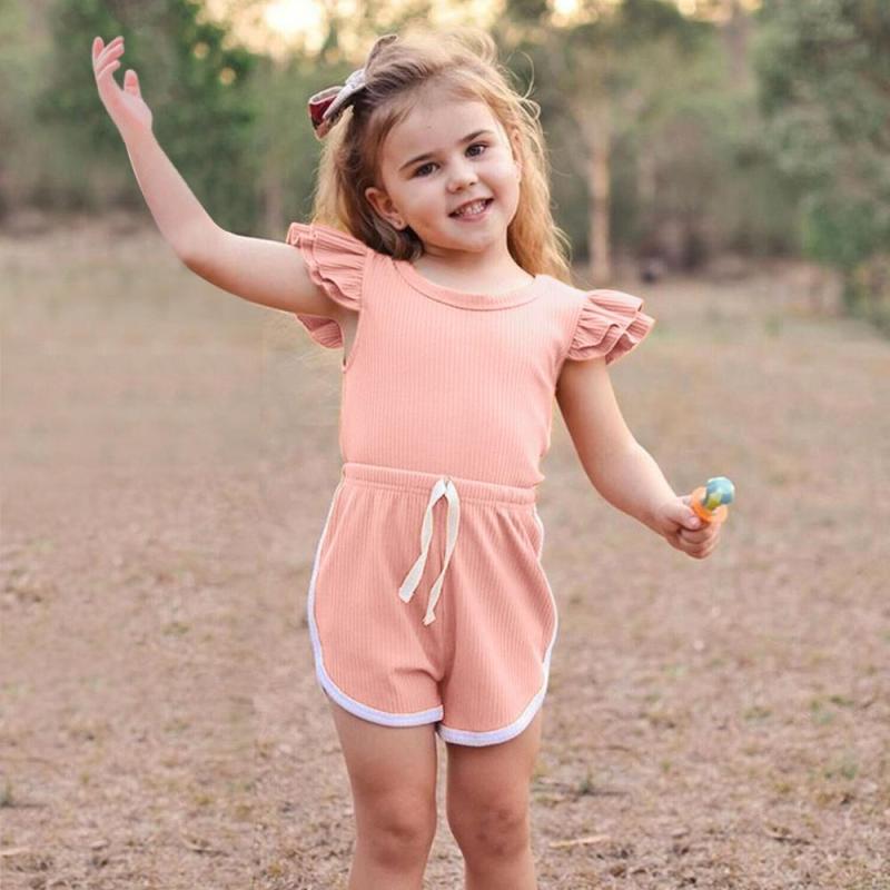 Conyson New Girl Summer Clothing Sets Short Sleeve Tops Shorts Fashion 2Pcs Kid Girls Outfit Sets Casual Baby Girls Clothes Sets