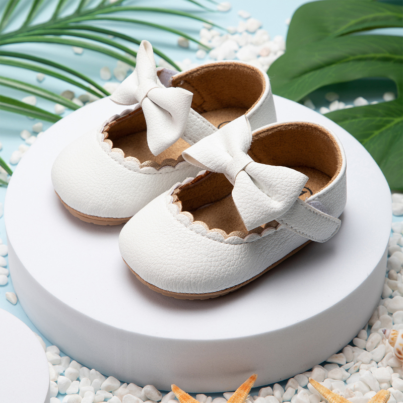Conyson Hot Baby Casual Shoes Infant Toddler Bowknot Non-slip Rubber Soft-Sole Flat PU First Walker Newborn Bow Decor Leather