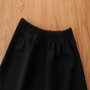 Conyson Wholesale Summer Casual Girl 2pcs Outfits Short Sleeves Mesh Black Letter Print Girls Star Sequins Tutu Dresses