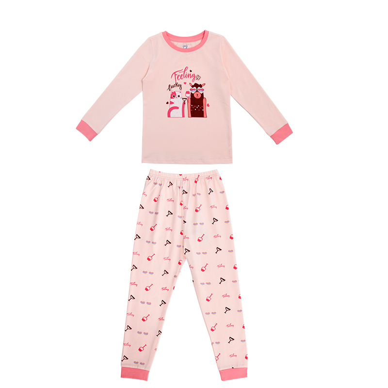 Factory Customization Wholesale Long Sleeve Knitted Korean Wholesale Kids Girl Pajamas Set