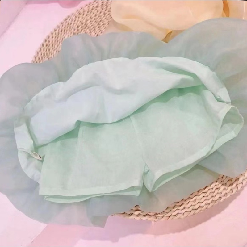 Summer Girls Baby Candy Colored Sling Sets Striped Flowers Ruffles Tops Petal Pants Sweet Lovely Two Pieces Suits