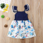 Conyson Hot Sale Ruffle Vintage Floral Print Summer Kids Clothes Baby Girls Party Casual Beach Holiday Outfit Fly-sleeve Dress