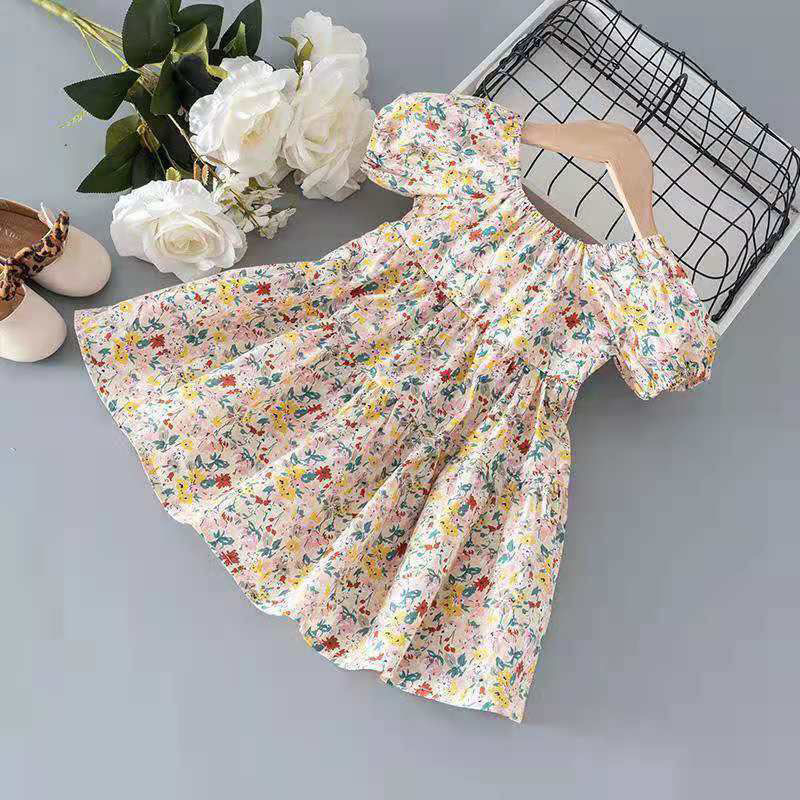 Conyson Wholesale Kids Clothes New Summer Baby Girls Dress Print Floral Bow Dresses For Girls Fashion Princess Girls' Children C