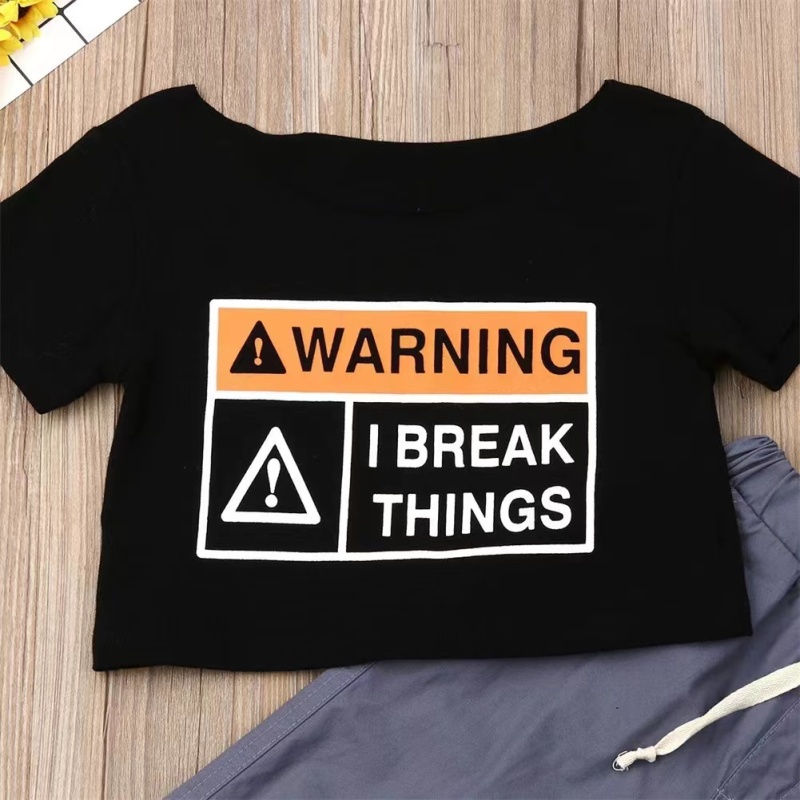 Conyson Wholesale Summer Kids Girls Sportswear High Waist T-shirt Long Pants Tracksuit Casual Printing Short Sleeve  Sport Suits