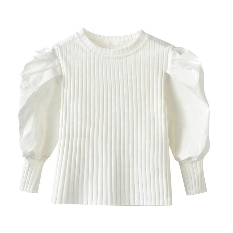 New Girls Collection Balloon Sleeve Blouse Long Lantern Sleeve Girls Baby Tops Solid T Shirt