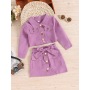 Conyson Boutique Kids Girls Clothing Sets Solid Jacket Shorts 2 Piece Casual Single Breasted Long Sleeve Top Short Girls Suits