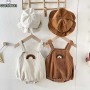 Conyson 2023 High Quality Sleeveless Corduroy Baby Rainbow Writer Suspender Rompers Warm Clothes Newborn jumpsuit