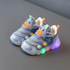 Conyson Latest Design Spring Summer Hook & Loop Low Top Breathable Kids Girls Boys Cartoon Led lights Casual Sports Shoes