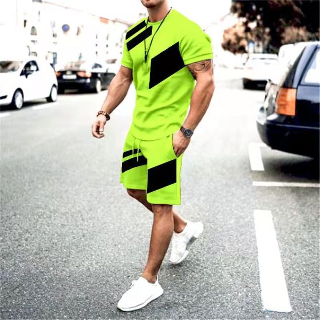 Summer Custom Tracksuit 2 Piece Short Sleeve Loose Fitness Casual Short Sleeve Suit Men'S Shorts Sets Gym Joggers Suits Set