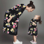 Conyson fashion boutique Cotton Little Girls Mommy And ME long sleeve print flowers Dress Family Parent-Child Clothing
