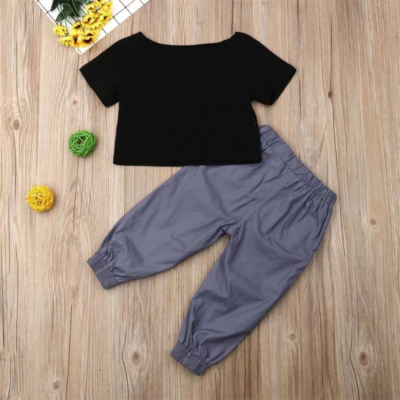 Conyson Wholesale Summer Kids Girls Sportswear High Waist T-shirt Long Pants Tracksuit Casual Printing Short Sleeve  Sport Suits