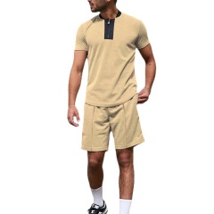 Conyson wholesale summer full set zip clothes customize logo jumpsuit top and short beach jogger 2 pieces tracksuit men sets