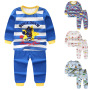 High Quality Cotton Knitted 2021 autumn winter Teen Boy's Sleepwear suits long sleeve print animal Cartoon kids Pajamas clothes