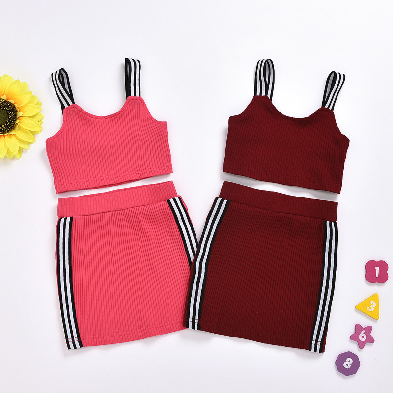 Sleeveless Vest Skirts Kids Girls 2pcs Summer Boutique Kids Clothing Set Cotton Skirt Set Baby Girl Clothes