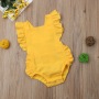 Conyson Wholesale Kids Baby Clothes Summer Sleeveless Candy Color Newborn Infant Baby Girl Solid Ruffle Romper Jumpsuit Outfits