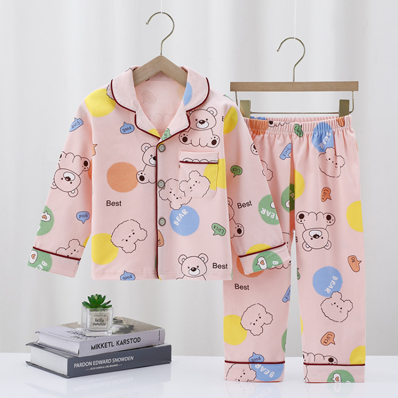Casual Long Sleeve Winter Cartoon Knitted Pajamas Baby Kids Girls' Sleepwear Pjs Pyjamas