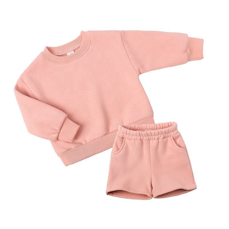 Conyson customize tracksuit baby Biker Shorts Set 2022 Custom Designer Clothes Blank Two Piece set Kids Hoodie Set