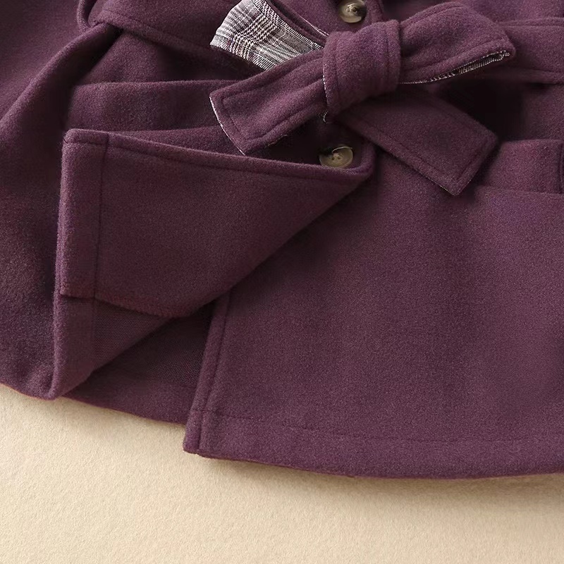 Comyson Wholesale Warm Wear Solid Midi Children's Girl Jacket Korean Elegant Kids Girls Long Sleeve Dust Coat