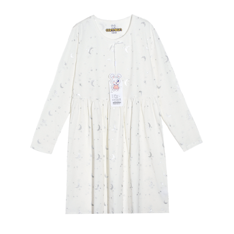 Conyson Wholesale 2022 Summer Long Sleeve Cotton Kids Custom Sets Pajamas Girls' Sleepwear Dress Girls Nightgown