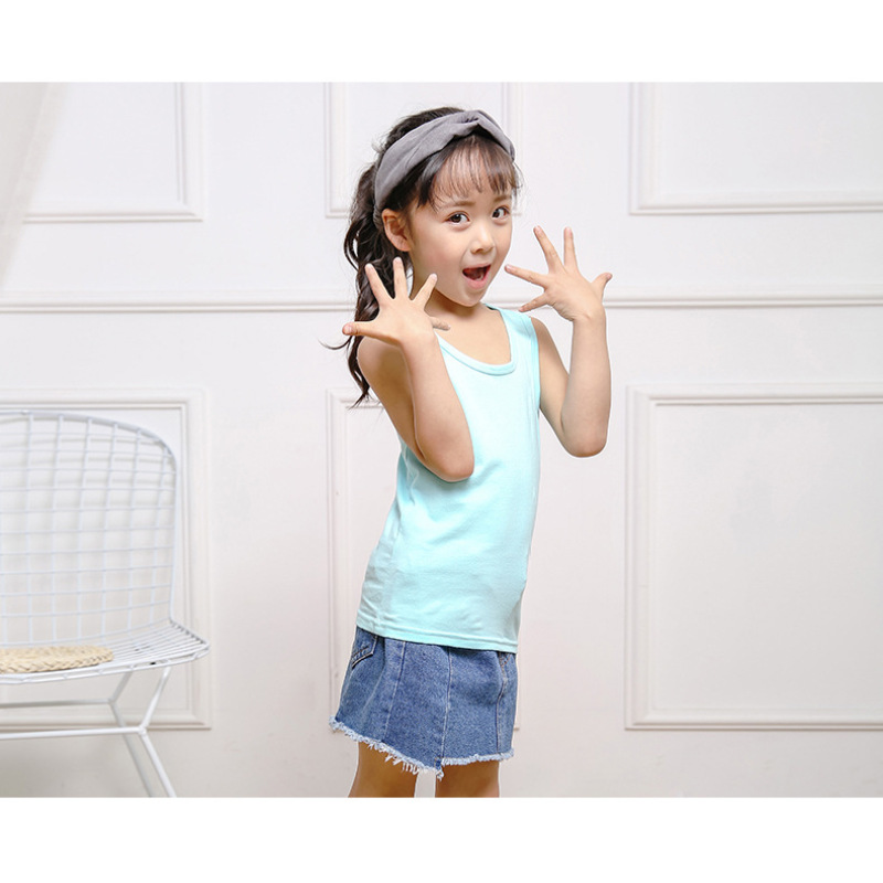 Summer Custom Design Solid Color O-Neck Waistcoat Baby Girl Vest Tank Top Girls Knitted Sleeveless Baby Top