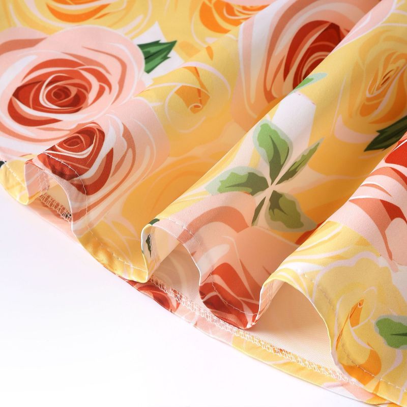 Fashion A-Line Sleeveless Polyester Floral Kids Summer Girl Party Boutique Dress Yellow