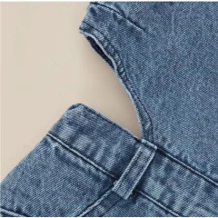 Conyson Wholesale Support Custom Baby Clothes Newborn Organic Cotton Sleeveless Premium Factories New Born Girl Denim Jumpsuit