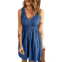Ready to ship one piece solid apparel dresses womens summer casual clothing online order woman loose clothes fashionable dress