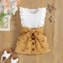Conyson Girls new infant pit fly sleeve floral corduroy  two-piece skirt Lovely Kid Baby Girls Cotton Boutique Suit Outfits