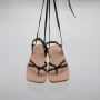 Conyson New popular summer beach flat square toe neon kids girls sandals leather baby shoes sandals