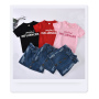 Summer Alphabetic T-shirt Jean Skirt Girls Clothing Sets Short Sleeve Worsted Children Girl Clothes Set Letter Pattern