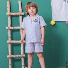 Solid Cotton Kids Cartoon Pajamas Solid Short Sleeves Girls Pyjamas Set Wholesale Kids Custom Two Piece Children Pajama Set