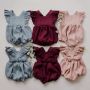 Summer Seersucker Linen Onesie Kids Girls Rompers Ruffle Baby Clothing New Selling Jumpsuit Baby Sleeve Jumpsuit Baby Romper