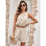 Conyson Hot Wholesale Spring Summer Sleeveless Seamless S-XL Bodycon Women's Shorts Oblique Shoulder Clothing Thick 2 Piece Sets