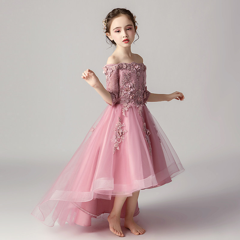 Factory Customization Polyester Cotton Sleeveless Birthday Party Flower Girl Long Mesh Dress