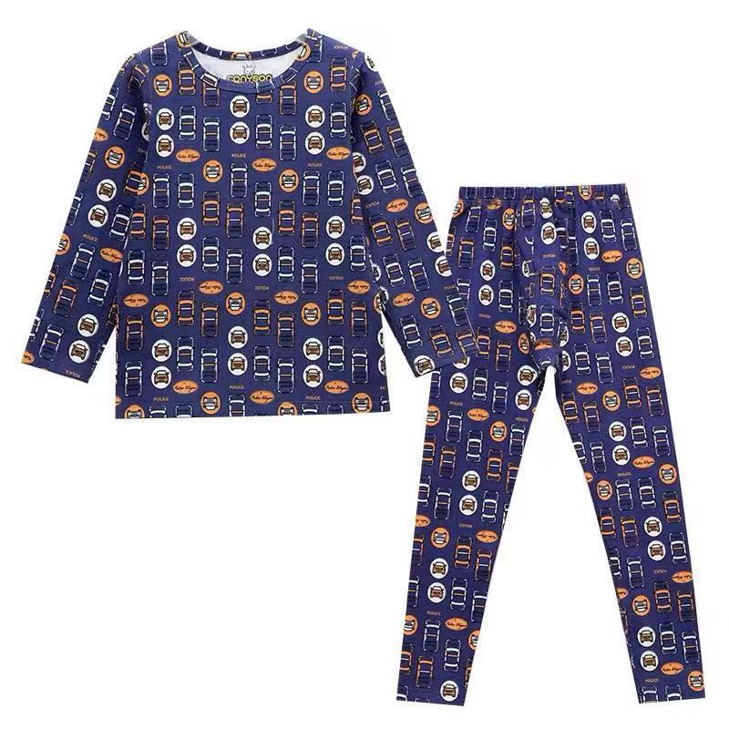 Bulk kids pajamas set child sleepwear ready to ship cartoon print kids thermal pajamas
