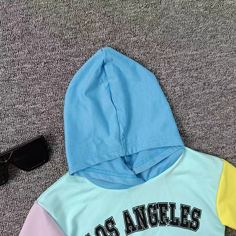 Conyson New Style Stock Lots Casual Style Mix Color Long Sleeve Letter Hoodie Boutique Girls Children Kids Two Piece Sets