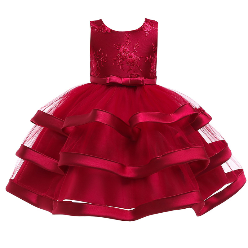 Vestido infantil de algodão estilo novo para casamento, aniversário e festa de aniversário. Lindo vestido de tule sem mangas para meninas.