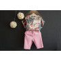 Flower Pattern New Design Boutique Toddler Kids Children Girls Clothes Summer Short Sleeve Suit Sets