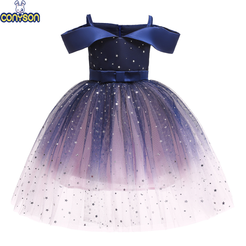 Conyson The Latest Baby Costumes Tulle Boutique Off Shoulder factory direct sale floral Clothing Children's Girls Princess Dress