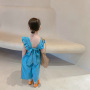 Conyson new arrive hot sale korea summer fashion designer kids cotton clothes 2-6years girl solid short sleeve clothing jumpsuit