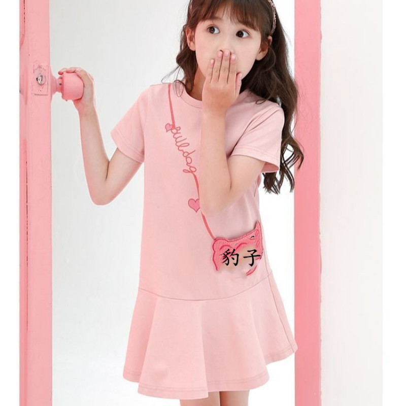 Conyson Wholesale New Design Kids Clothes Summer Outfit Floral Short Sleeve Print T-shirt Cartoon Casual Dress for Little Girls