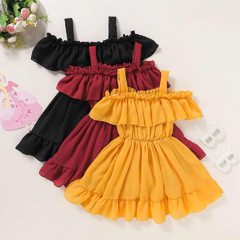 Hot sale Summer 1-6 year kid girl birthday children sweet clothes infant toddler short sleeve ruffle baby princess party dress