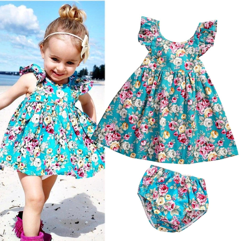 Conyson Children Wholesale Girls Summer Clothing Sleeveless Floral Flower Kids Clothing Girls' Dresses for 2-6 Years