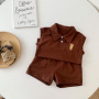 Conyson Wholesale Sleeveless Outfit Cotton Cute Formal Summer Comfortable New Designer 1-4 Years Toddler Sports Clothing Boy Set